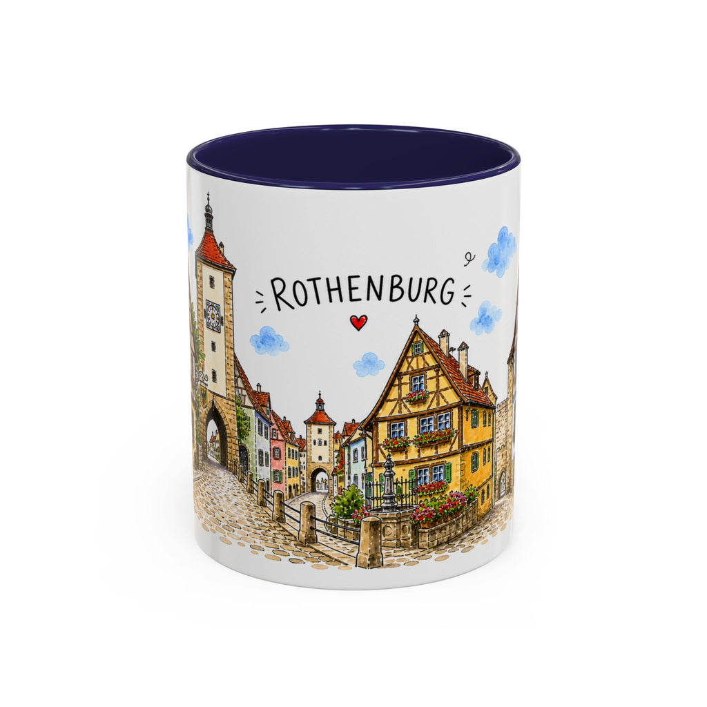 Rothenburg Illustrated Travel Mug | Germany Souvenir Accent Coffee Mug | 11oz 15oz Ceramic Cup