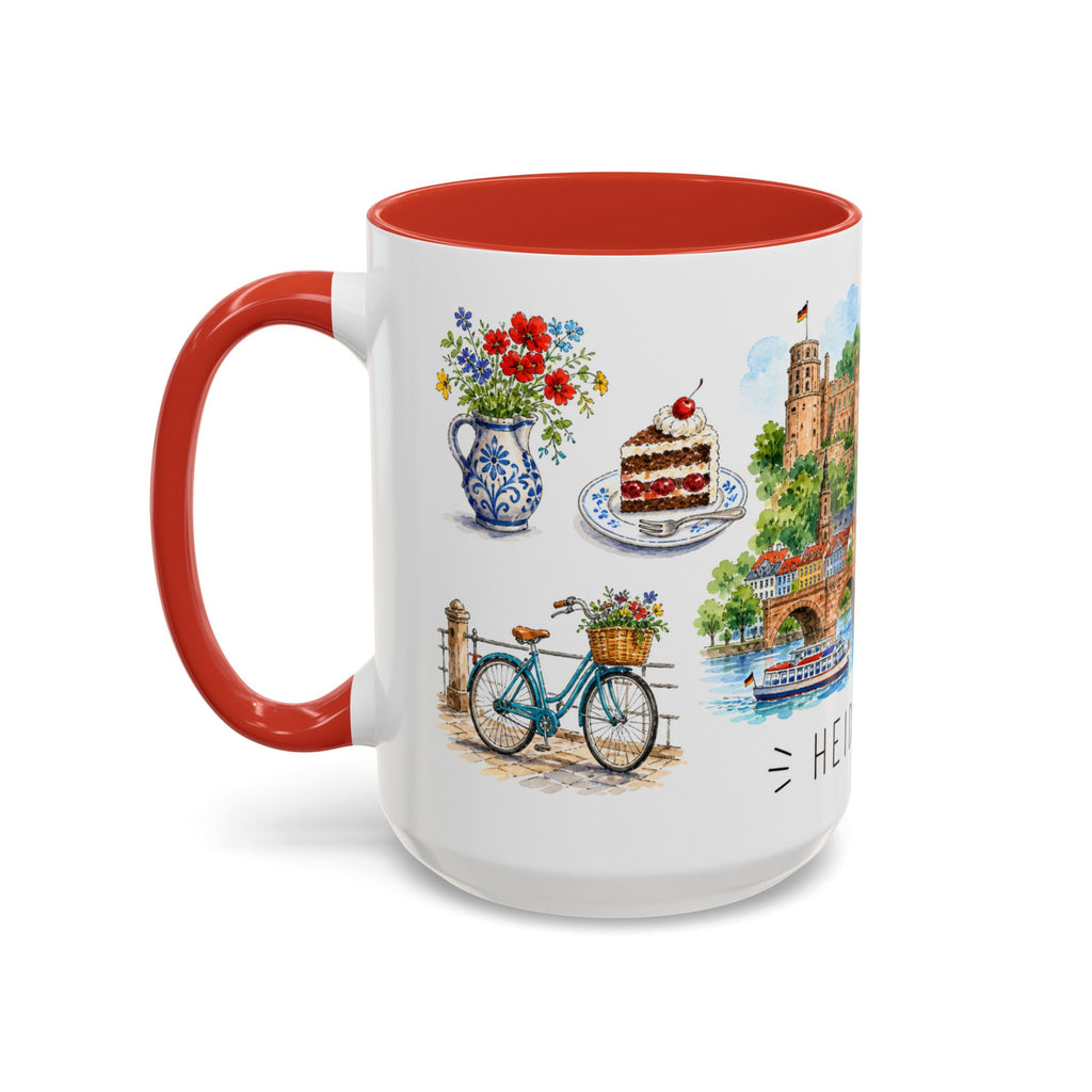 Heidelberg Illustrated Travel Mug | City Souvenir Accent Coffee Mug | 11oz 15oz Ceramic Cup