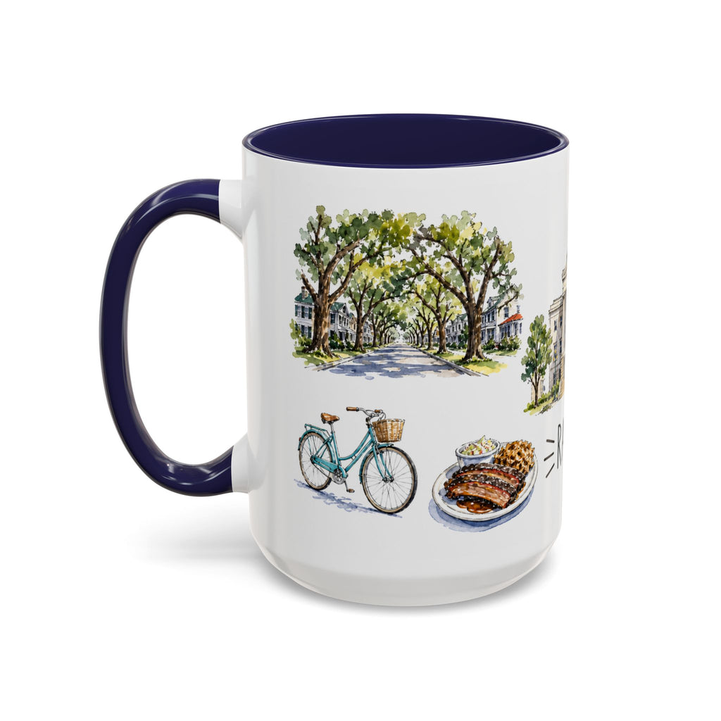 Raleigh Illustrated Travel Mug | City Souvenir Accent Coffee Mug | 11oz 15oz Ceramic Cup