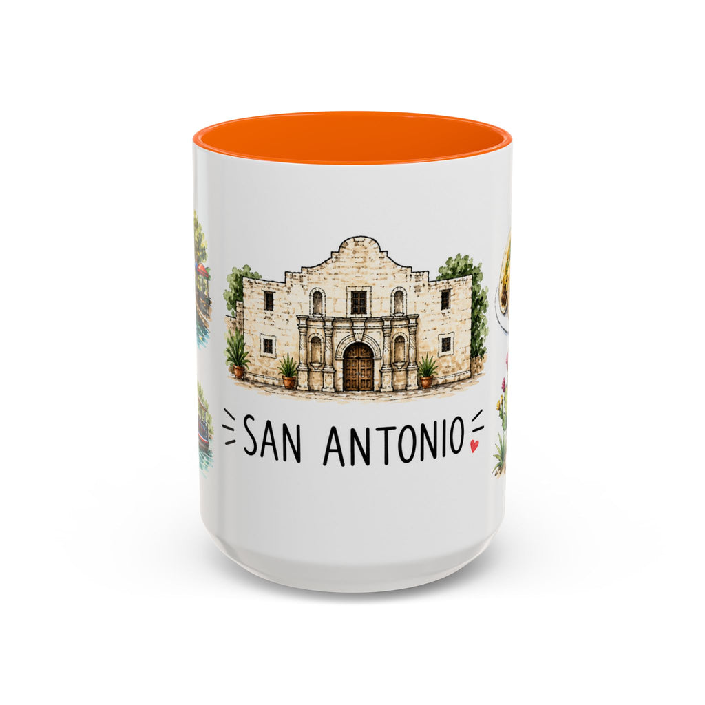 San Antonio Illustrated Travel Mug | City Souvenir Accent Coffee Mug | 11oz 15oz Ceramic Cup