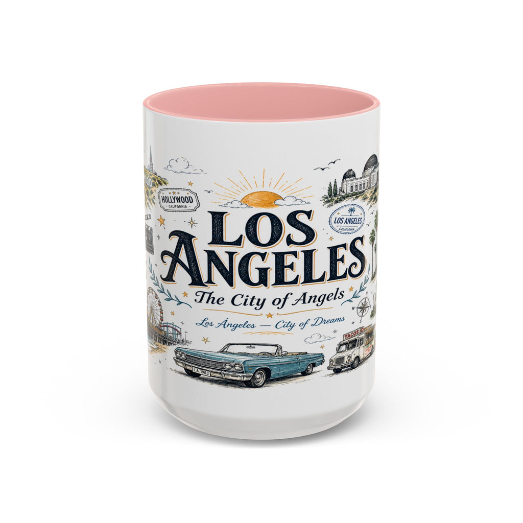 Los Angeles Coffee Mug | California Souvenir City Gift | Accent Color Ceramic 11oz 15oz