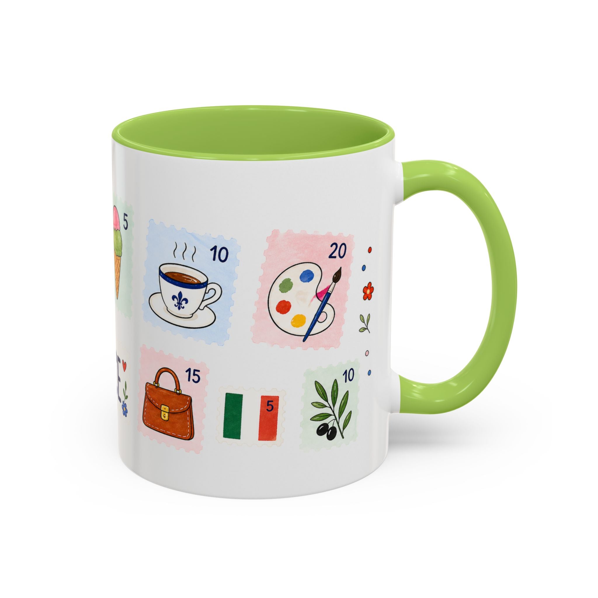Florence Coffee Mug | Postage Stamp Collage Mug | Travel Souvenir Accent Cup 11oz 15oz