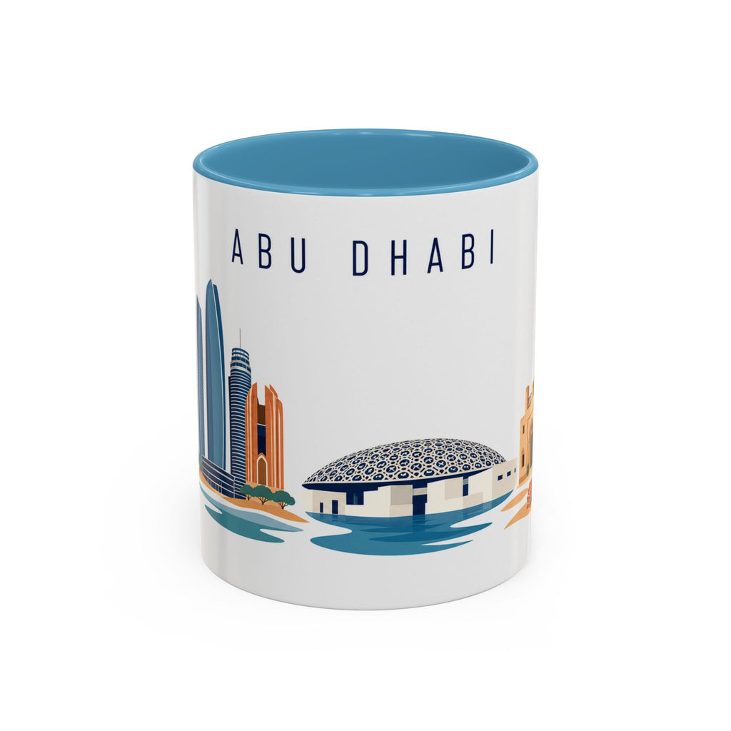Abu Dhabi Coffee Mug | United Arab Emirates Travel Souvenir | Porcelain Decal City Gift | 11oz 15oz Accent Mug