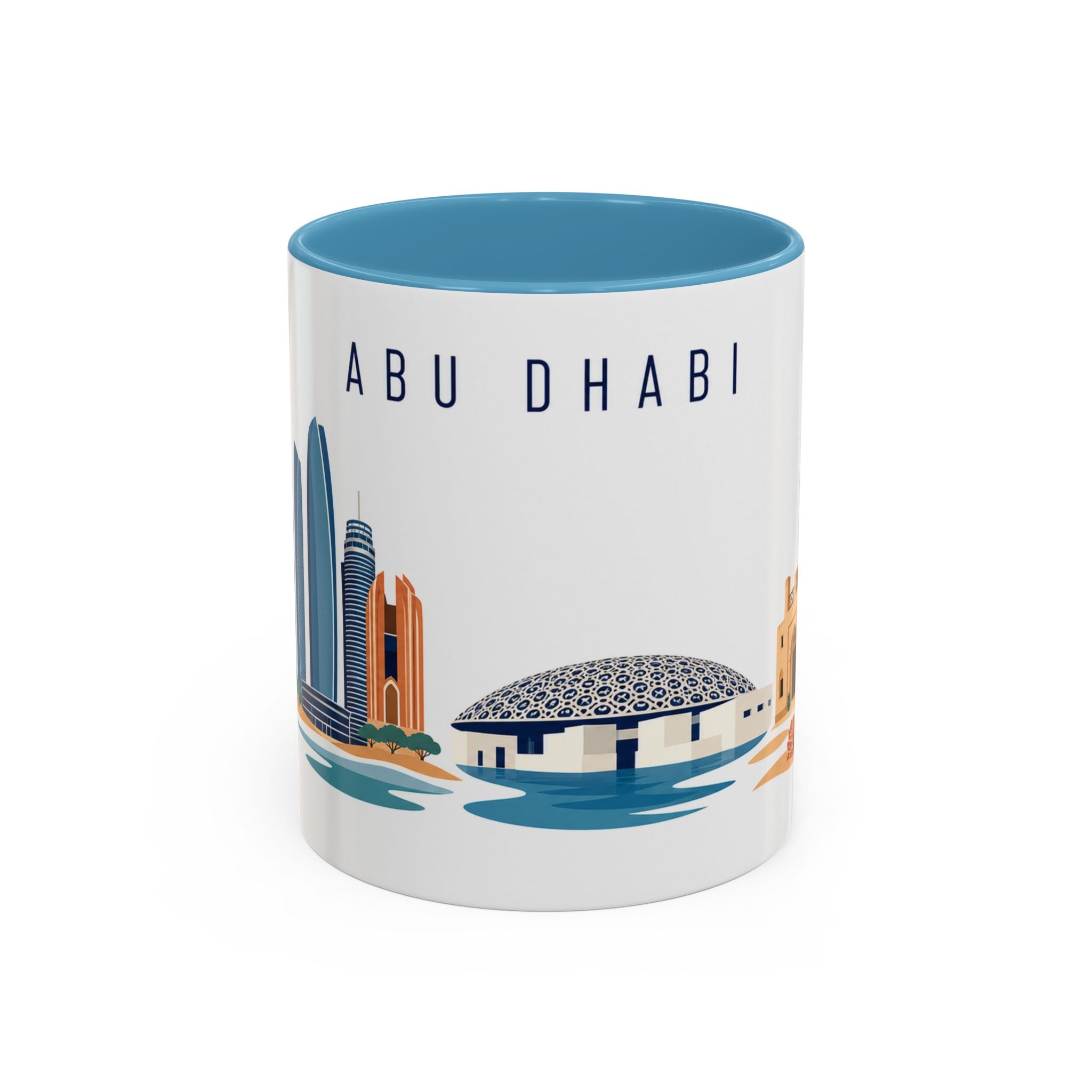 Abu Dhabi Coffee Mug | United Arab Emirates Travel Souvenir | Porcelain Decal City Gift | 11oz 15oz Accent Mug