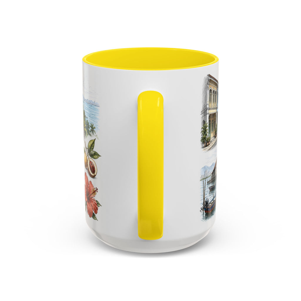 Penang Island Coffee Mug | Malaysia Travel Souvenir | Vintage Illustrated City Gift | 11 oz 15 oz Accent Mug