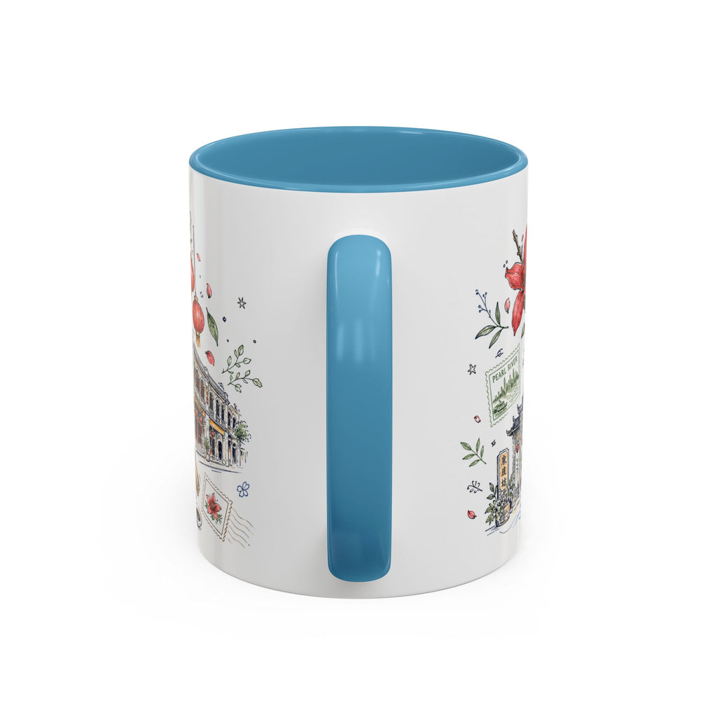 Guangzhou Coffee Mug | China Souvenir Travel Gift | Accent Color Ceramic 11oz 15oz