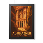 Al-Khazneh Petra Jordan Framed Poster | Vintage Travel Wall Art | Black Walnut White Frame | 16x24 20x30