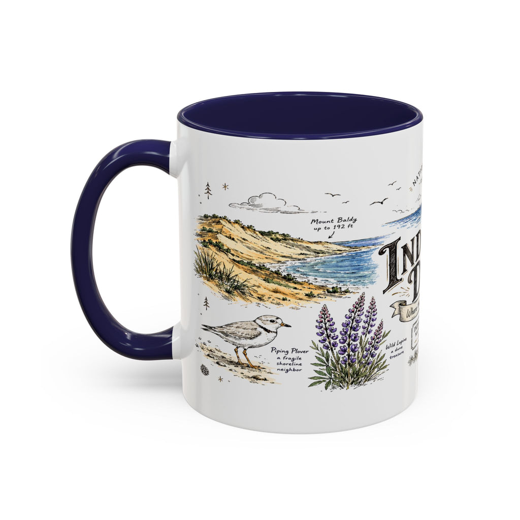 Indiana Dunes National Park Coffee Mug | Indiana Lake Michigan Beach Gift | Accent Color Ceramic 11oz 15oz