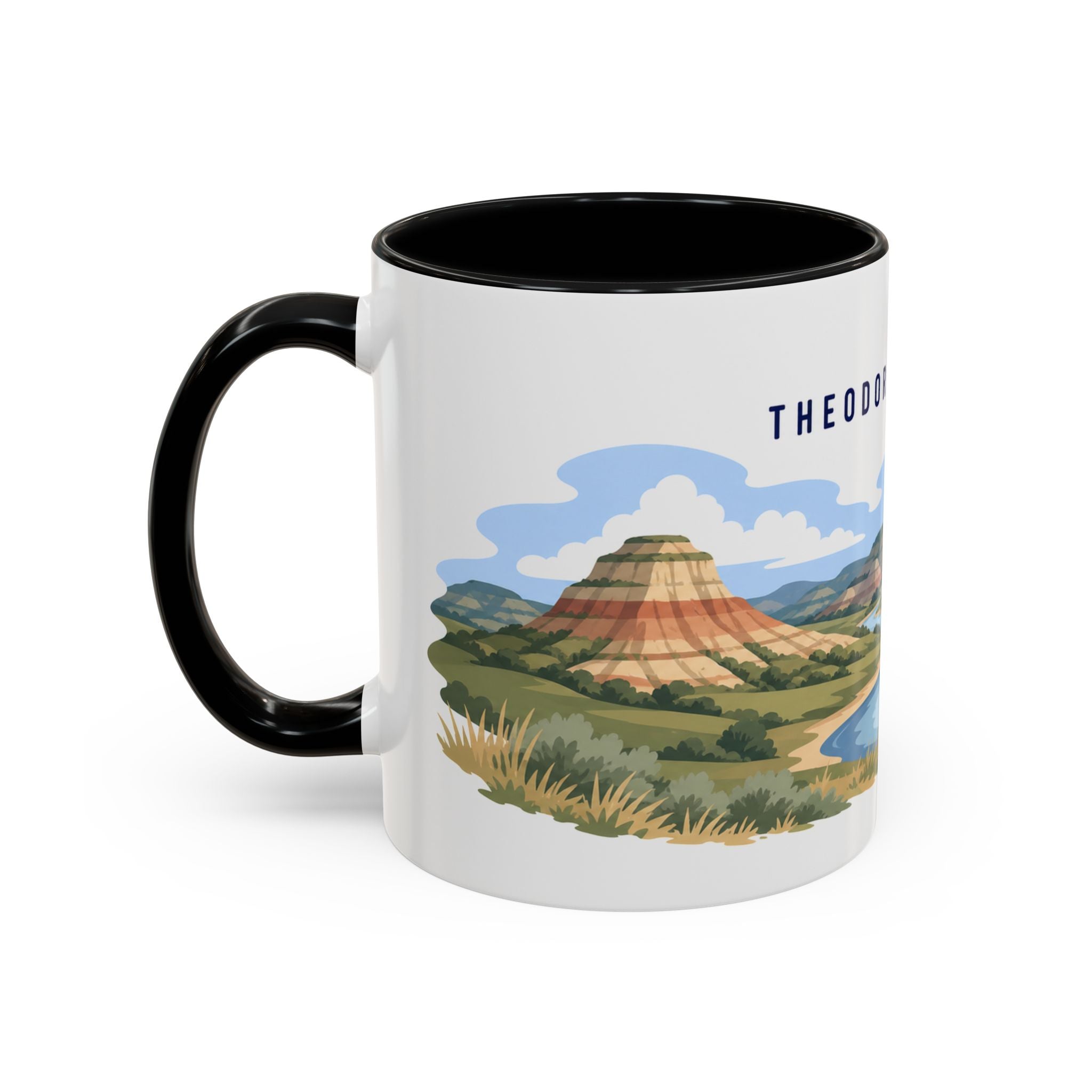 Theodore Roosevelt National Park Coffee Mug | Solid Color Block Park Souvenir | 11oz 15oz Accent Mug
