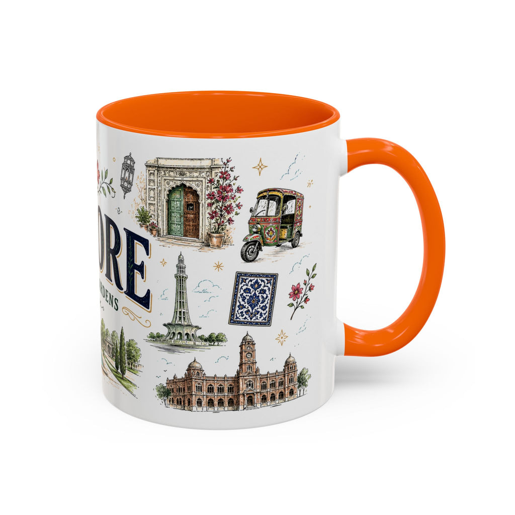 Lahore Coffee Mug | Pakistan Souvenir Travel Gift | Accent Color Ceramic 11oz 15oz