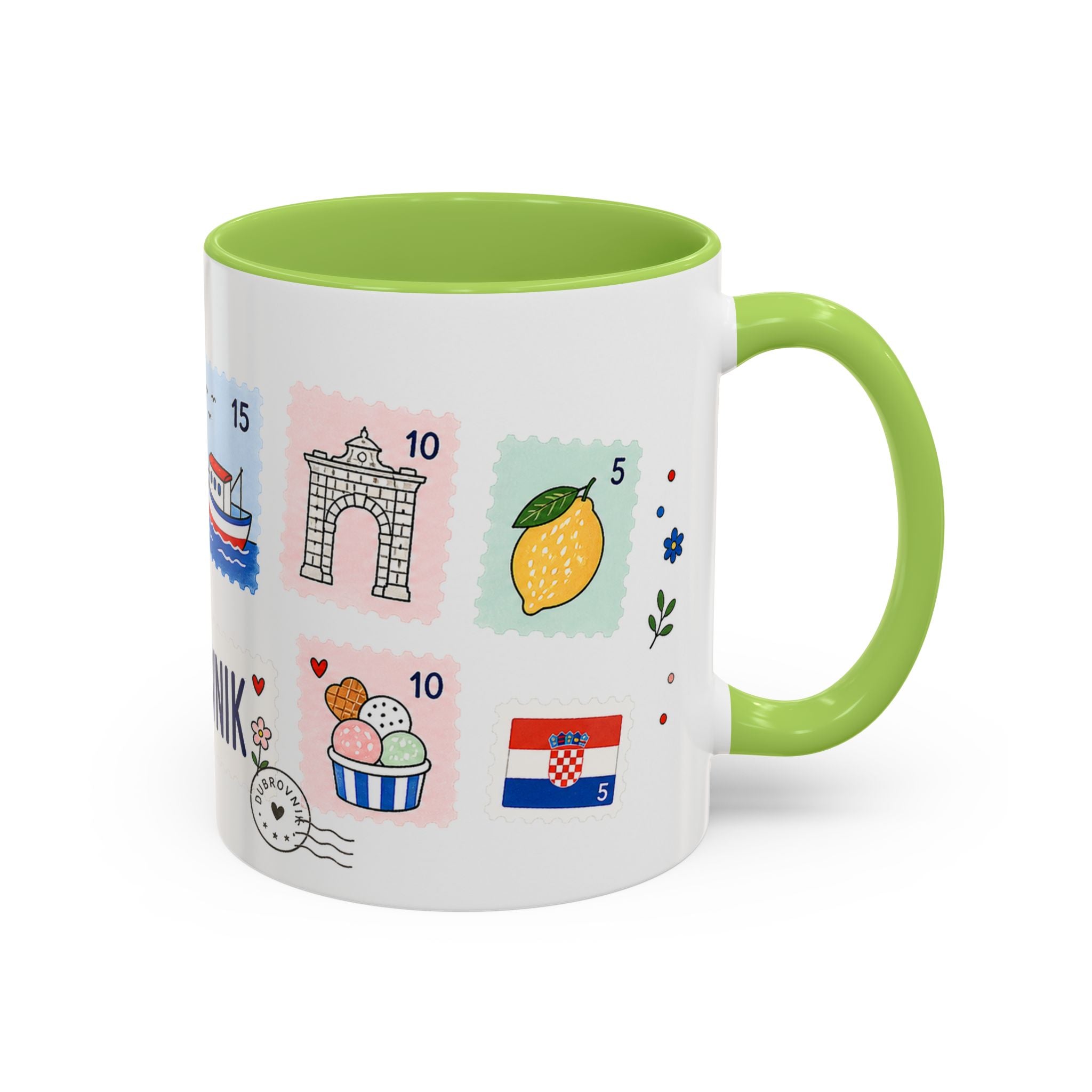 Dubrovnik Coffee Mug | Postage Stamp Collage Mug | Travel Souvenir Accent Cup 11oz 15oz