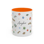 Angkor Christmas Mug | Watercolor Travel Souvenir | Holiday Gift | Accent Ceramic Coffee Cup 11oz 15oz