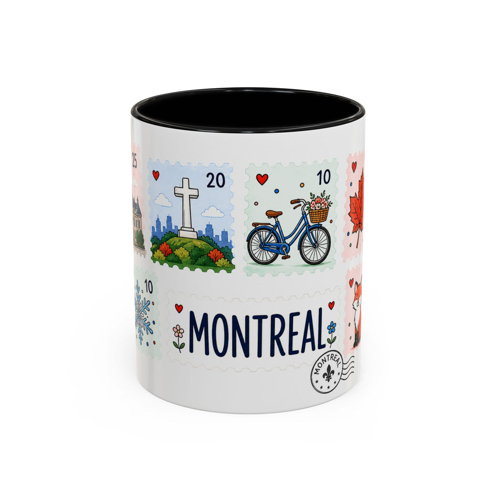 Montreal Coffee Mug | Postage Stamp Collage Mug | Travel Souvenir Accent Cup 11oz 15oz