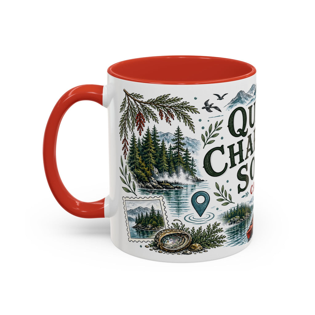 Queen Charlotte Sound Coffee Mug | Travel Destination Souvenir Gift | Accent Color Ceramic 11oz 15oz