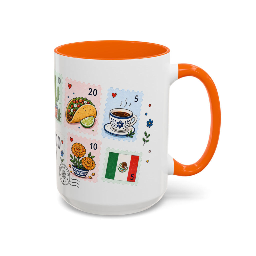 Mexico City Coffee Mug | Postage Stamp Collage Mug | Travel Souvenir Accent Cup 11oz 15oz
