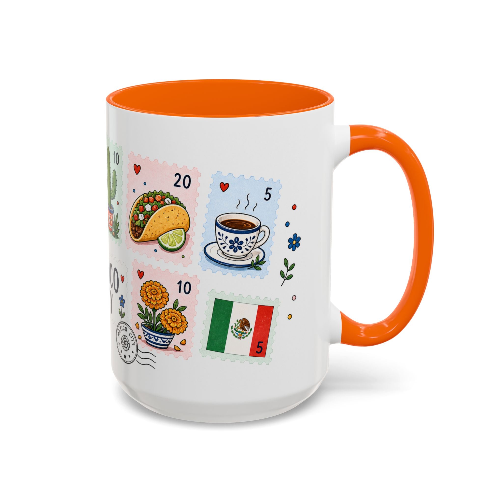 Mexico City Coffee Mug | Postage Stamp Collage Mug | Travel Souvenir Accent Cup 11oz 15oz