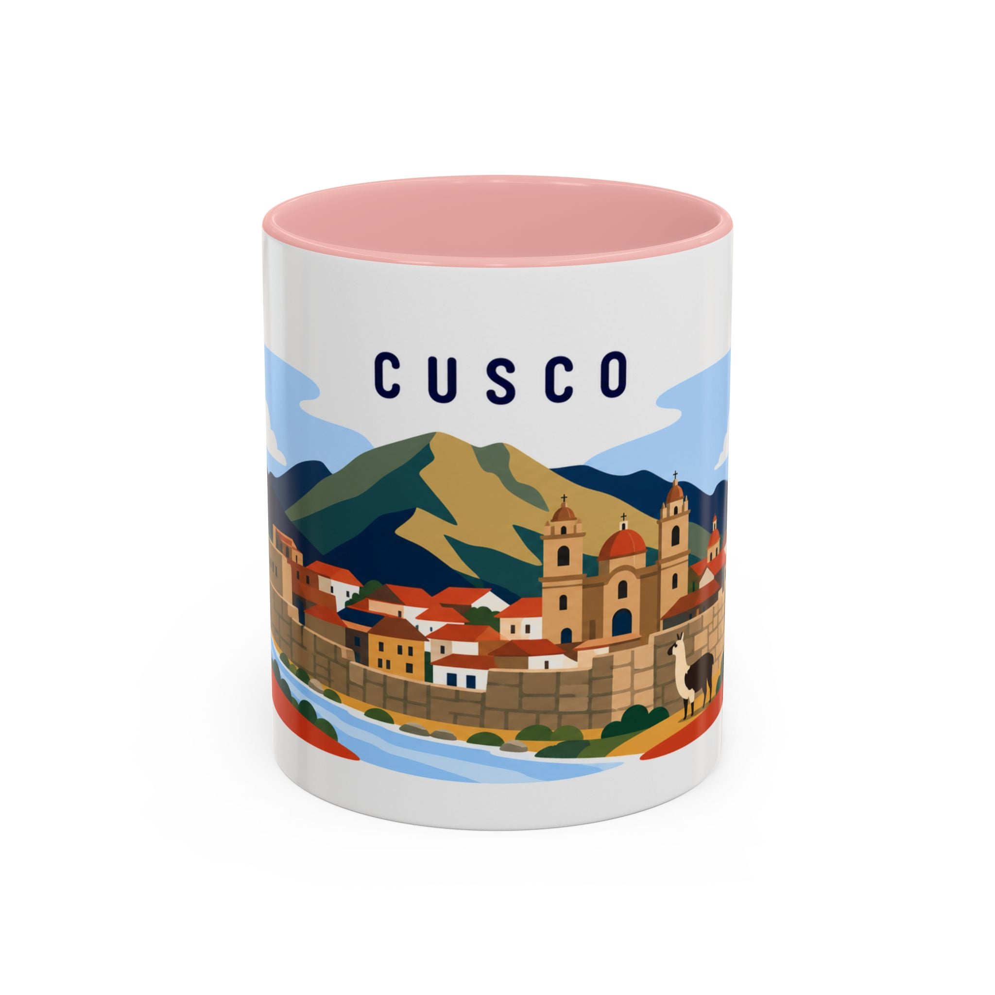 Cusco Coffee Mug | Travel Destination Souvenir Gift | Accent Color Ceramic 11oz 15oz