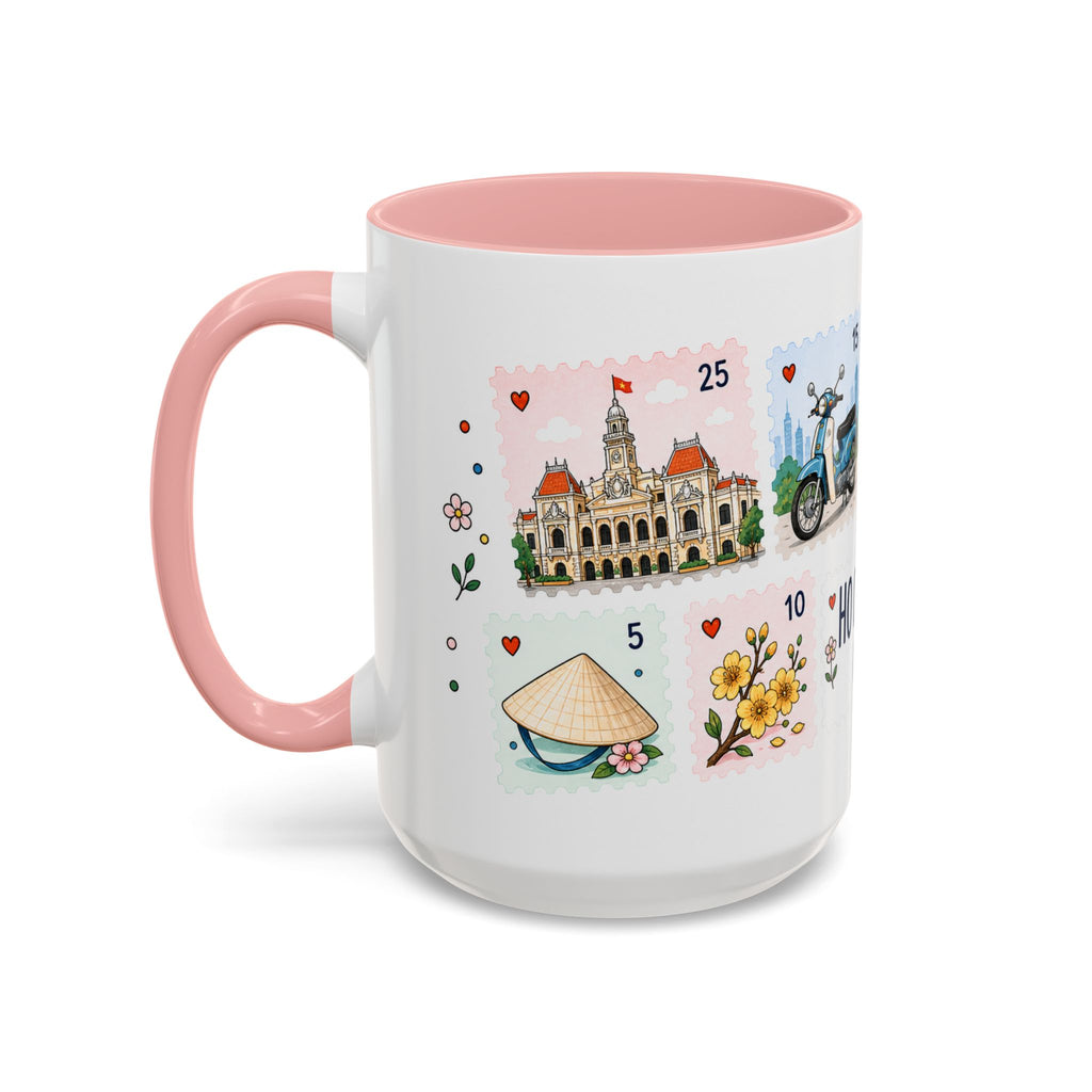 Ho Chi Minh City Coffee Mug | Postage Stamp Collage Mug | Travel Souvenir Accent Cup 11oz 15oz