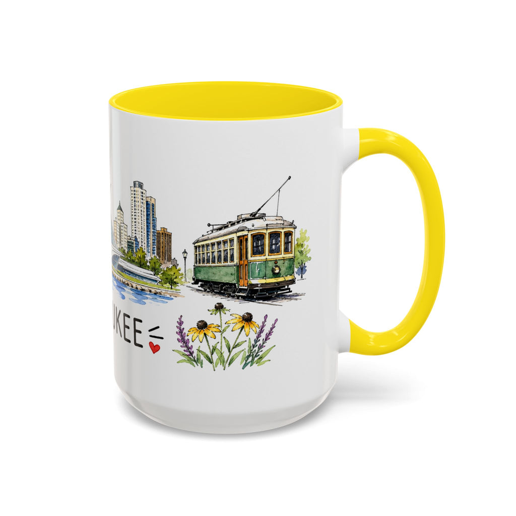 Milwaukee Illustrated Travel Mug | City Souvenir Accent Coffee Mug | 11oz 15oz Ceramic Cup