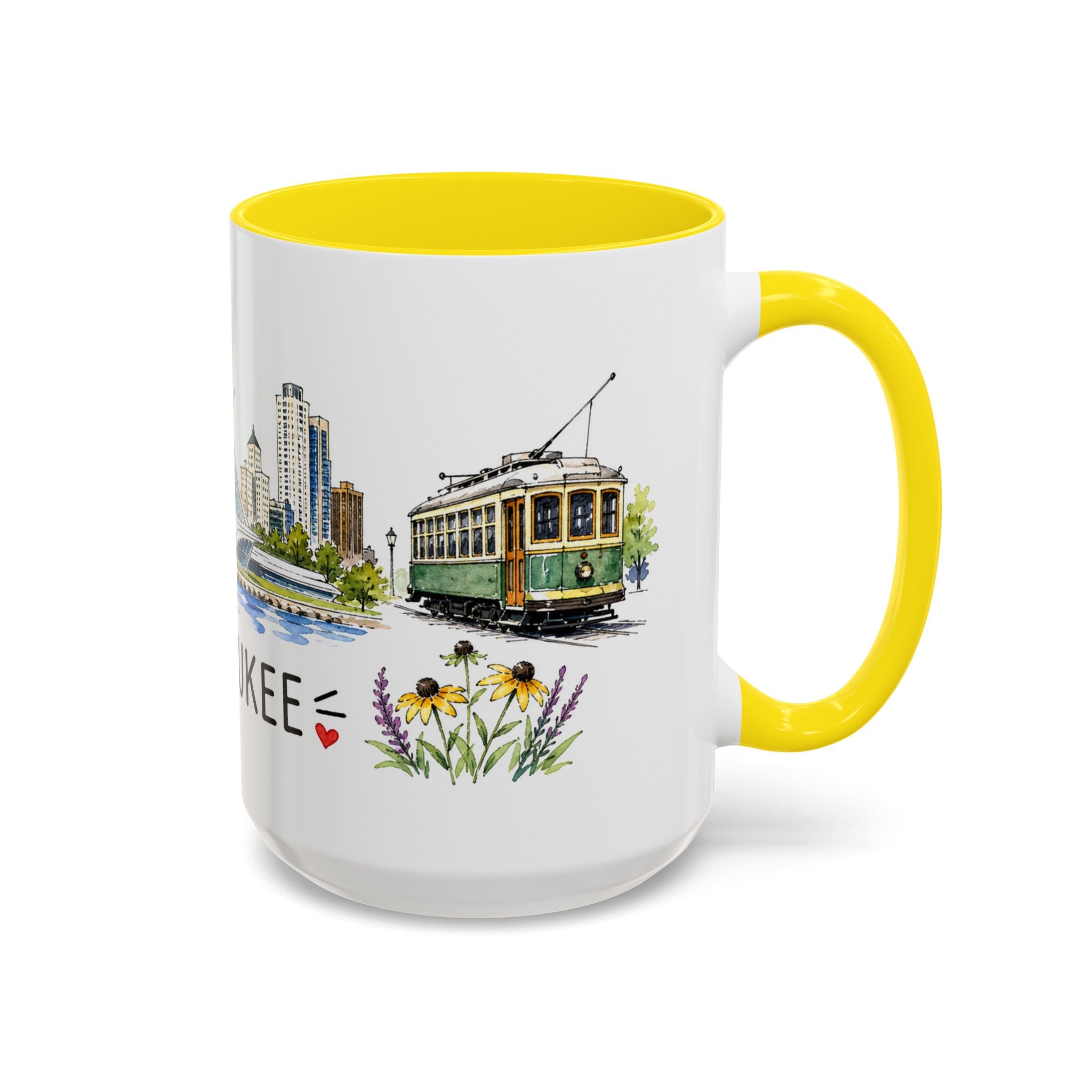 Milwaukee Illustrated Travel Mug | City Souvenir Accent Coffee Mug | 11oz 15oz Ceramic Cup