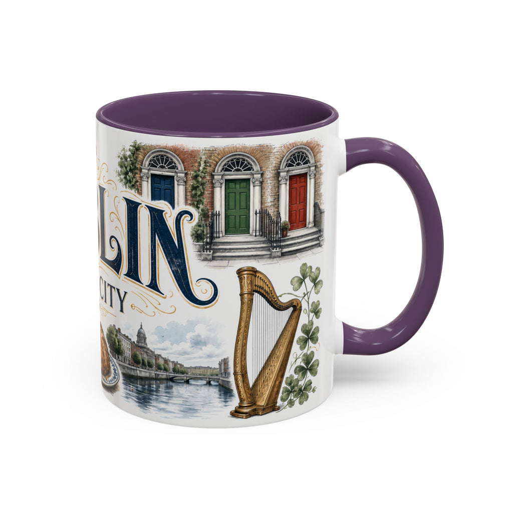 Dublin Coffee Mug | Ireland Travel Souvenir | Vintage Illustrated City Gift | 11 oz 15 oz Accent Mug