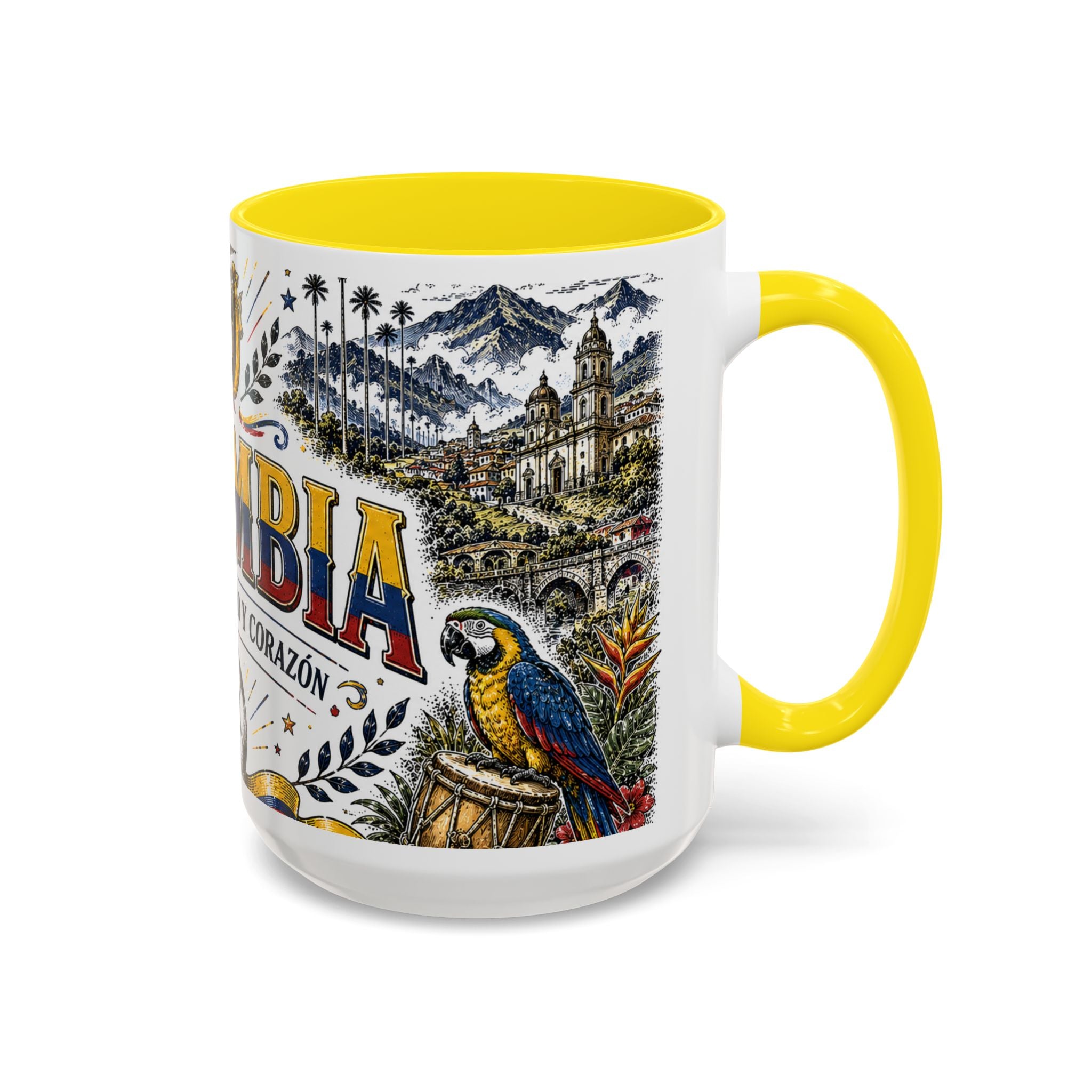 Colombia Soccer Coffee Mug | World Cup Fan Gift | Accent Color Ceramic 11oz 15oz Match Day Cup
