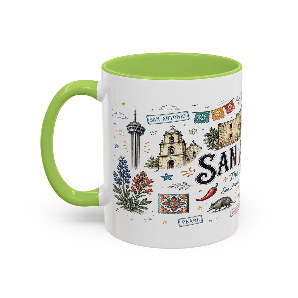 San Antonio Coffee Mug | Texas Souvenir City Gift | Accent Color Ceramic 11oz 15oz