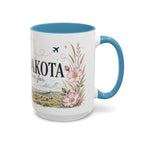 North Dakota State Map Mug | Prairie Rose Botanical Accent Coffee Cup