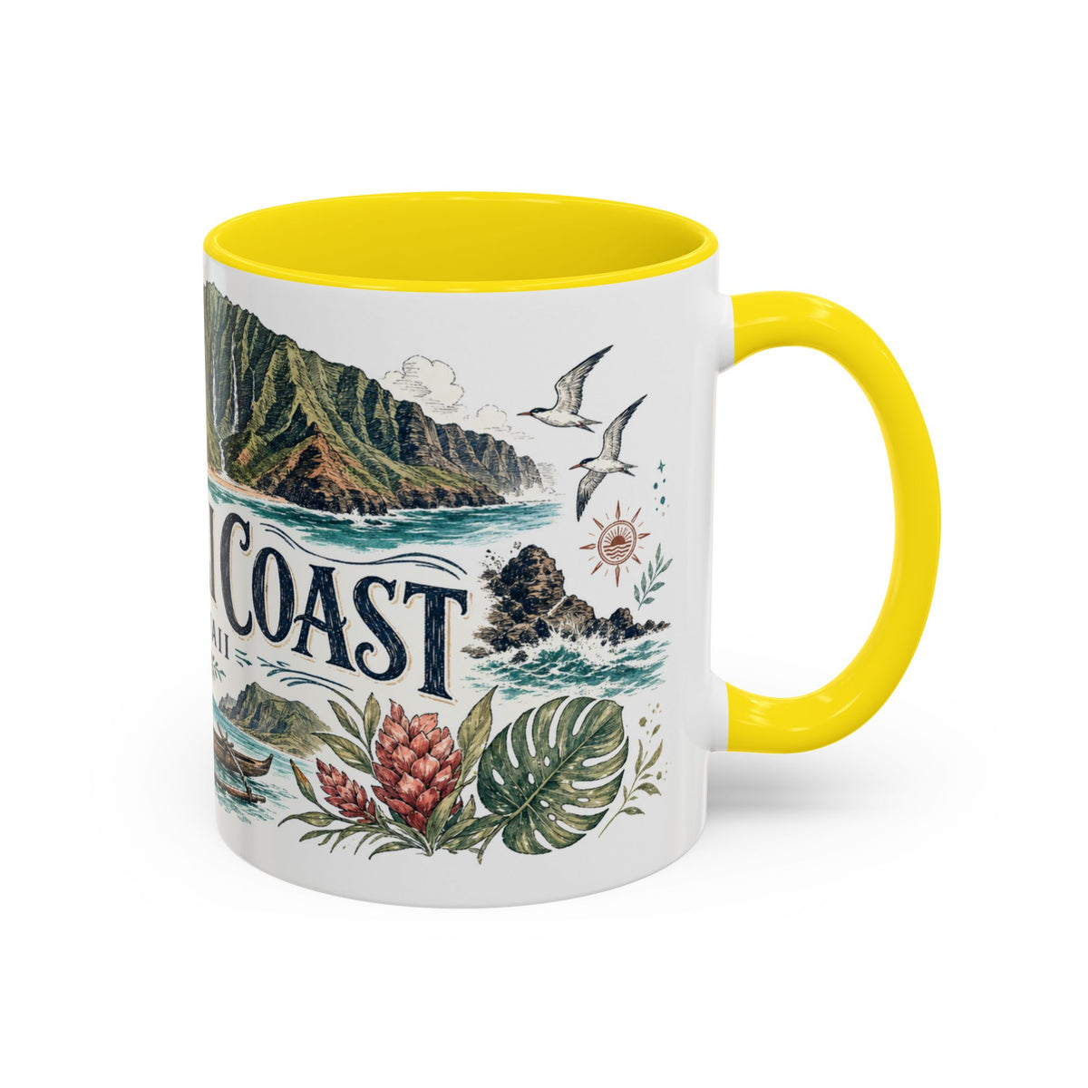 Na Pali Coast Mug, Hawaii Travel Souvenir, Bucket List Gift, Accent Ceramic Coffee Mug 11oz 15oz