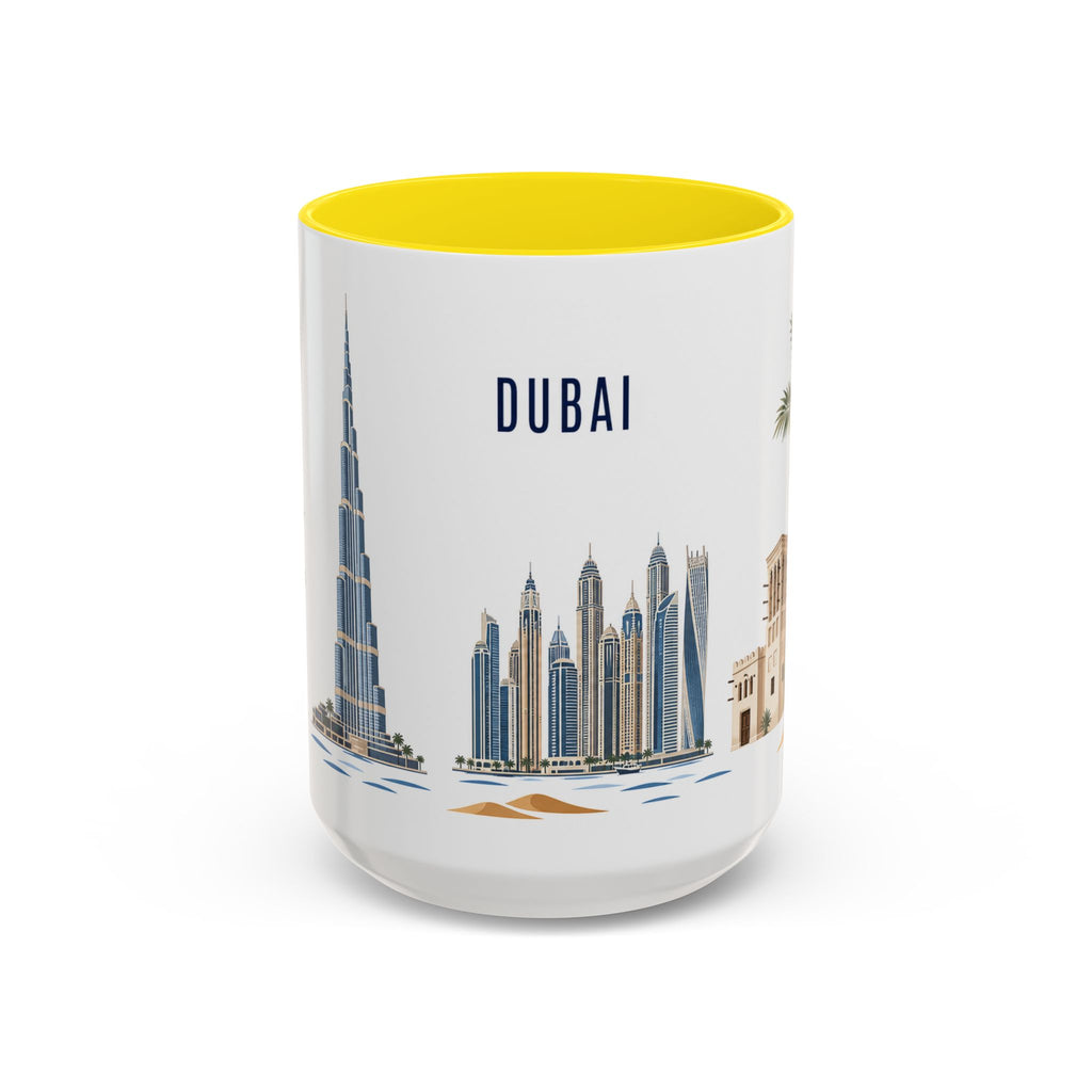 Dubai Coffee Mug | United Arab Emirates Travel Souvenir | Porcelain Decal City Gift | 11oz 15oz Accent Mug