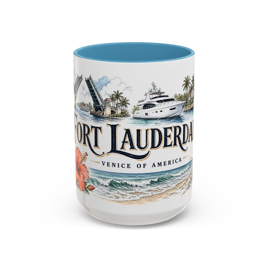 Fort Lauderdale Coffee Mug | United States Travel Souvenir | Vintage Illustrated City Gift | 11 oz 15 oz Accent Mug
