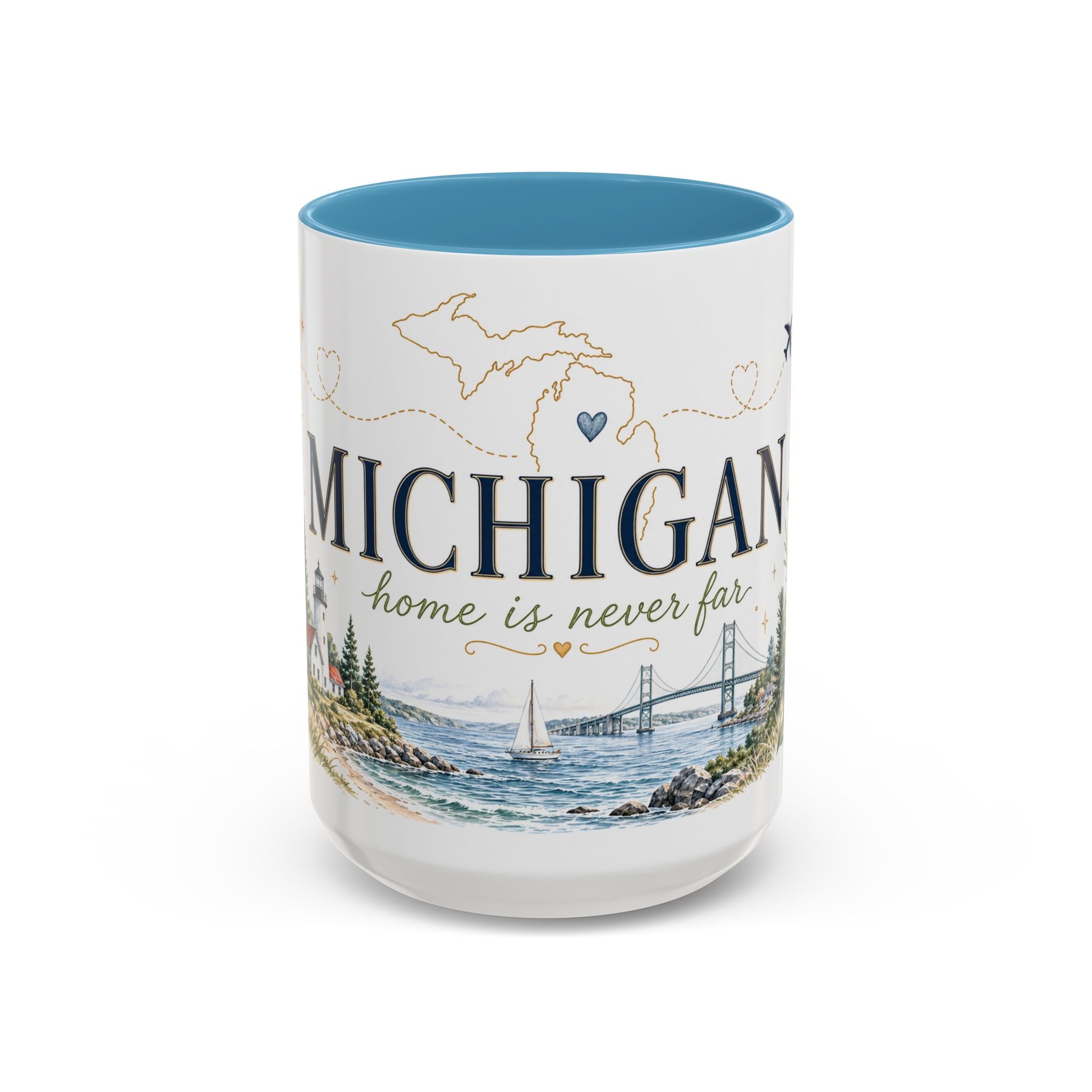 Michigan State Map Mug | Botanical Accents, Lakes Art | Homesick Gift