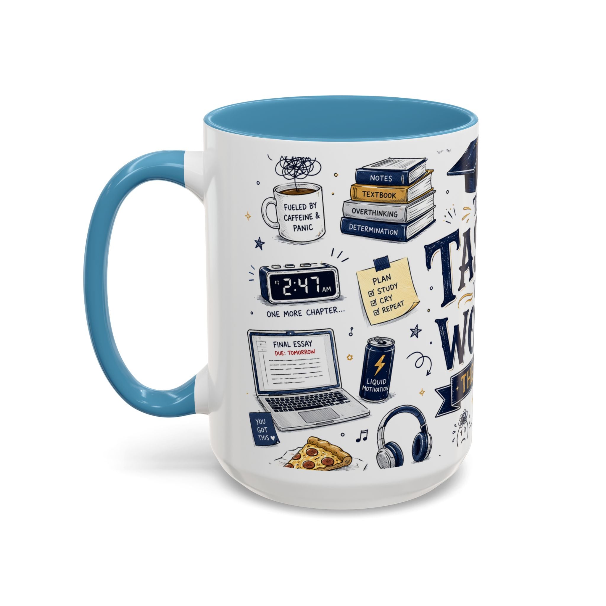 The Tassel Was Worth the Hassle Coffee Mug | Funny Graduation Gift 2026 | Accent Color Ceramic 11oz 15oz