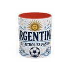 Argentina Soccer Coffee Mug | Soccer Fan Gift | Accent Color Ceramic 11oz 15oz Match Day Cup
