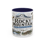 Rocky Mountain Coffee Mug | National Park Hiking Camping Gift | Accent Color Ceramic 11oz 15oz