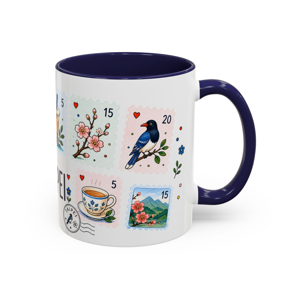 Taipei Coffee Mug | Postage Stamp Collage Mug | Travel Souvenir Accent Cup 11oz 15oz
