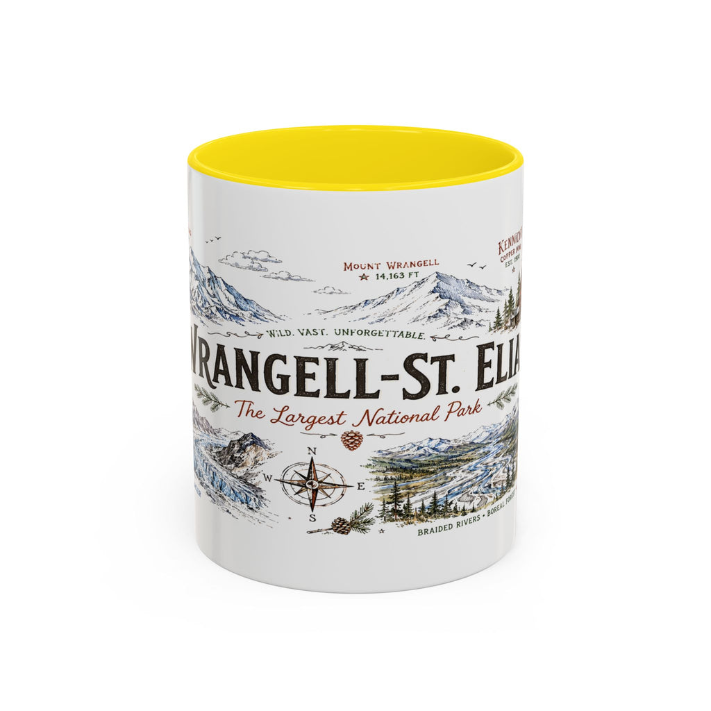 Wrangell-St. Elias National Park Coffee Mug | Alaska Wilderness Climbing Gift | Accent Color Ceramic 11oz 15oz