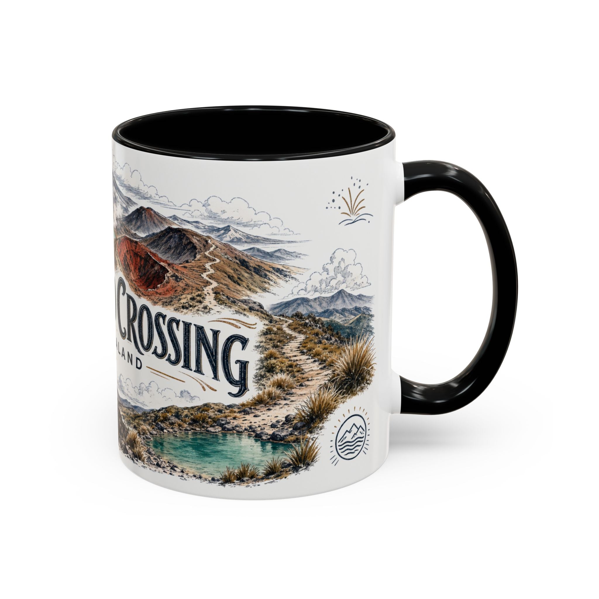 Tongariro Crossing Mug, New Zealand Travel Souvenir, Bucket List Gift, Accent Ceramic Coffee Mug 11oz 15oz