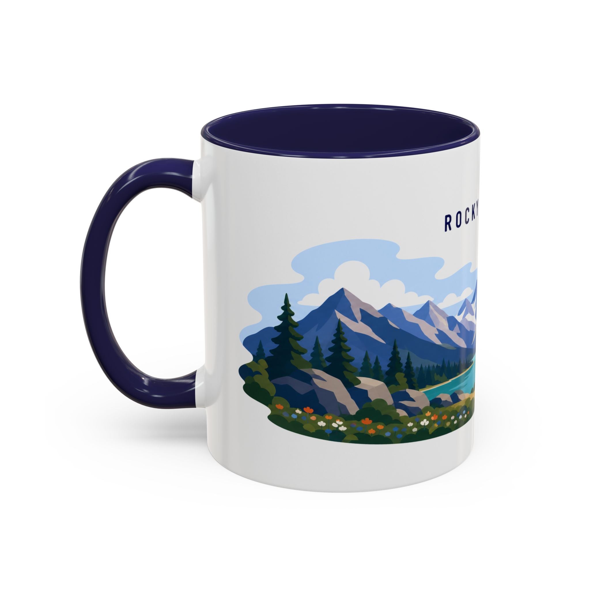 Rocky Mountain National Park Coffee Mug | Solid Color Block Park Souvenir | 11oz 15oz Accent Mug