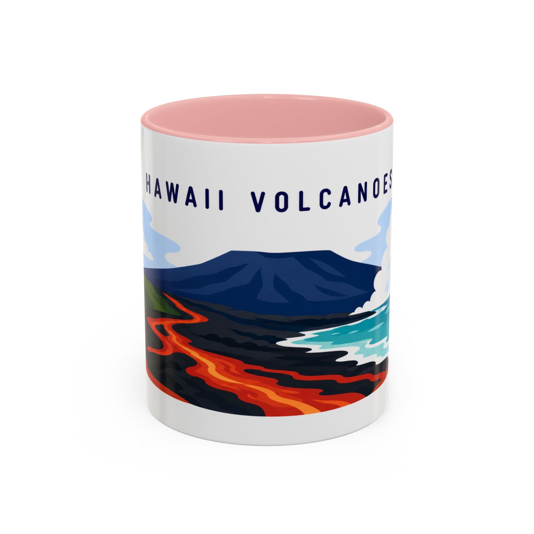 Hawaii Volcanoes Coffee Mug | Travel Destination Souvenir Gift | Accent Color Ceramic 11oz 15oz