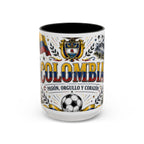 Colombia Soccer Coffee Mug | World Cup Fan Gift | Accent Color Ceramic 11oz 15oz Match Day Cup