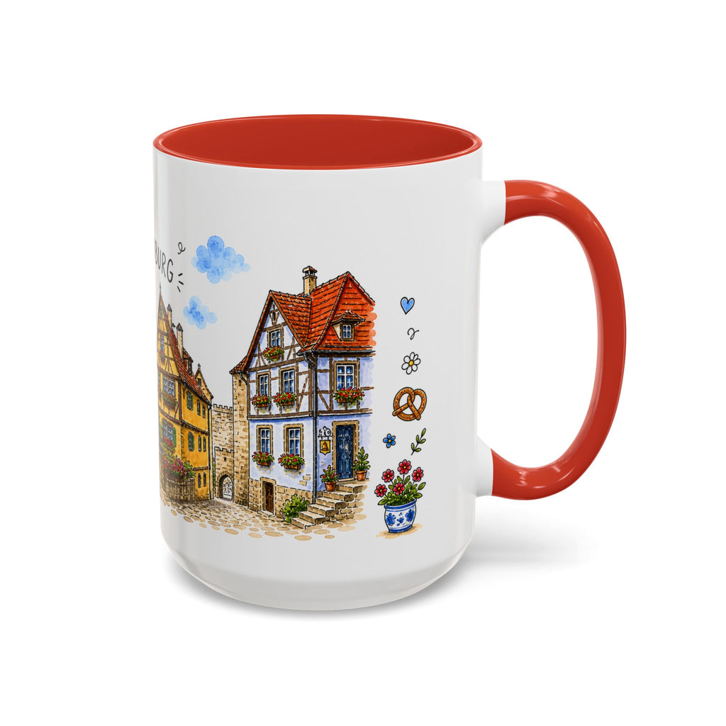 Rothenburg Illustrated Travel Mug | Germany Souvenir Accent Coffee Mug | 11oz 15oz Ceramic Cup