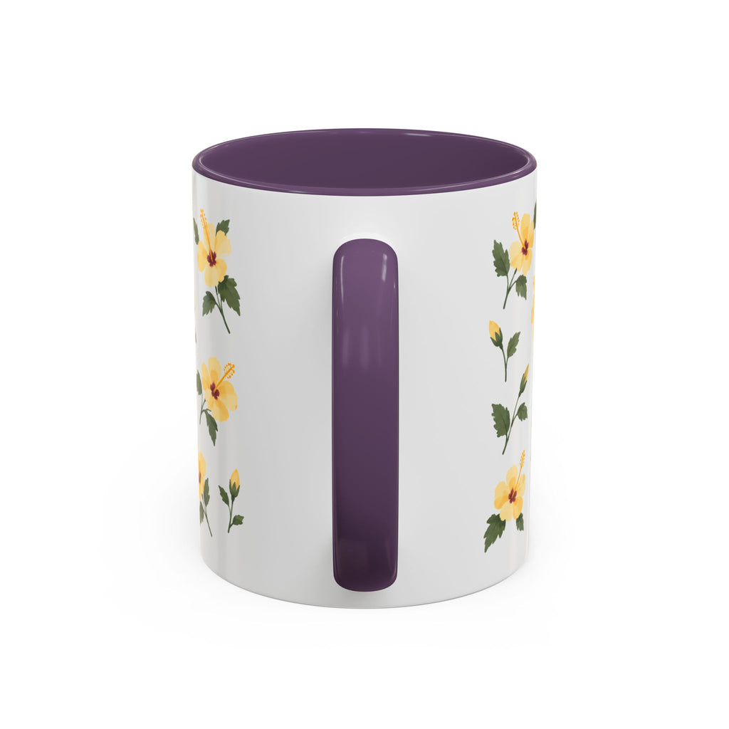 Hawaii Yellow hibiscus Mug, State Flower Floral Coffee Cup, 11oz Botanical Gift