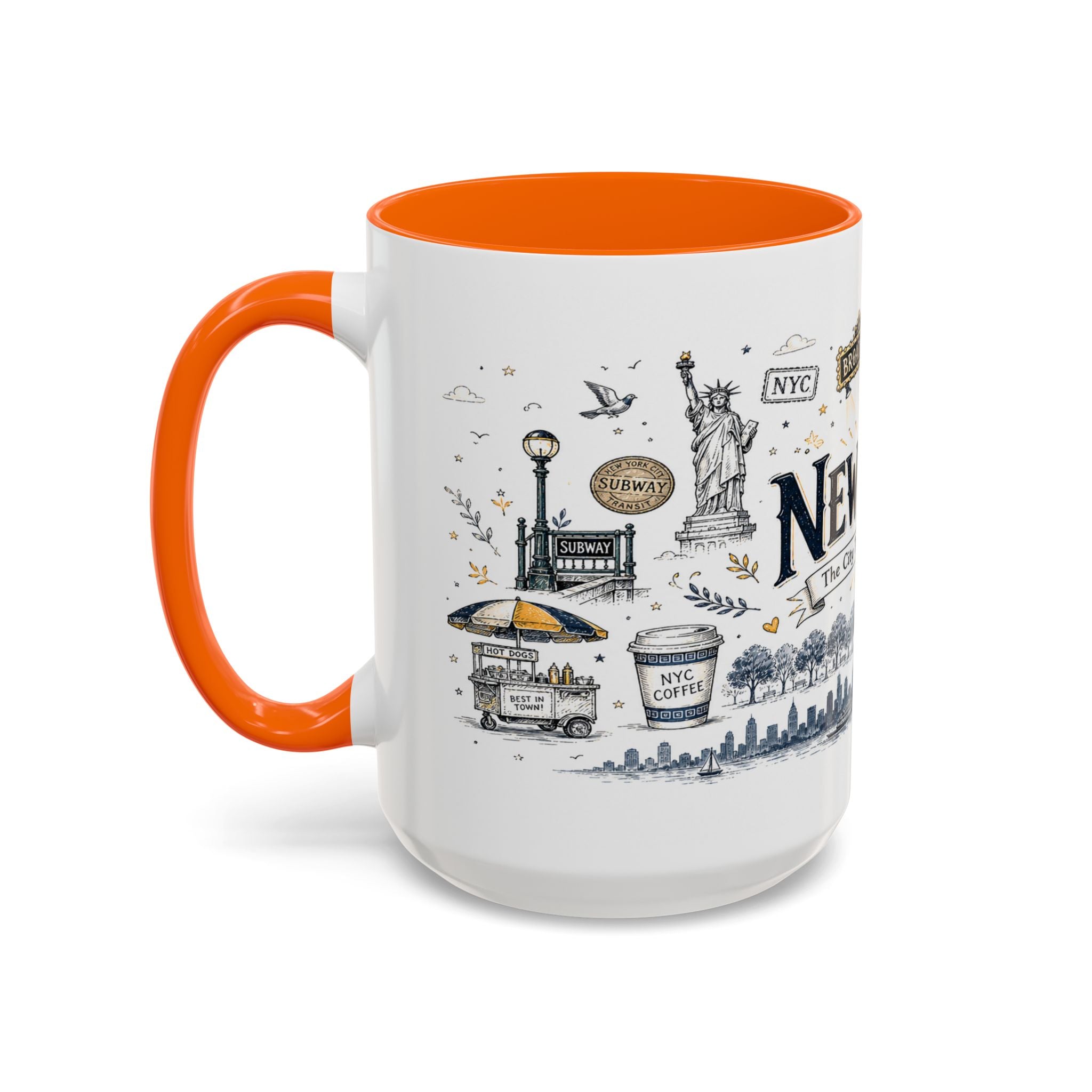 New York City Coffee Mug | New York Souvenir Travel Gift | Accent Color Ceramic 11oz 15oz