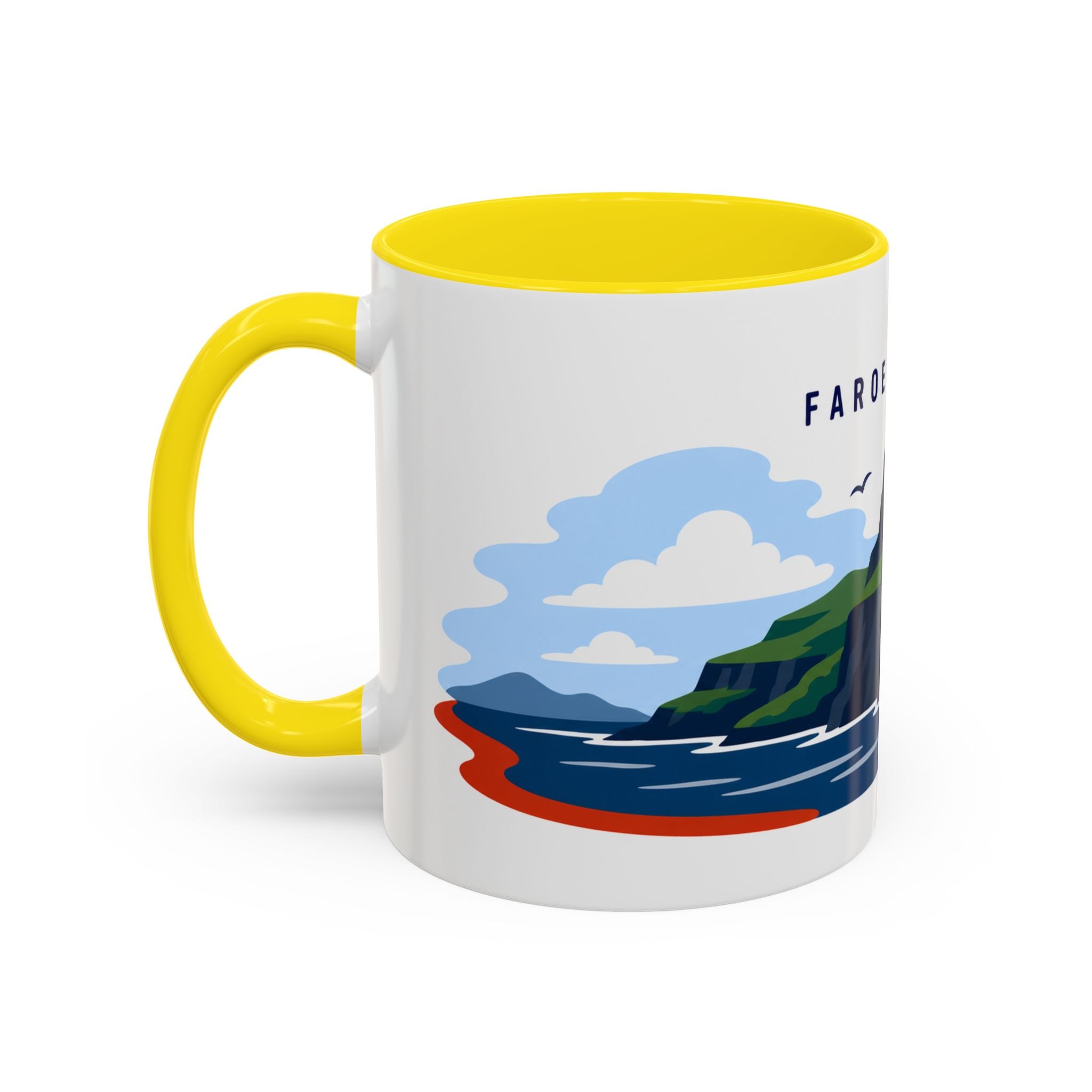 Faroe Islands Coffee Mug | Travel Destination Souvenir Gift | Accent Color Ceramic 11oz 15oz