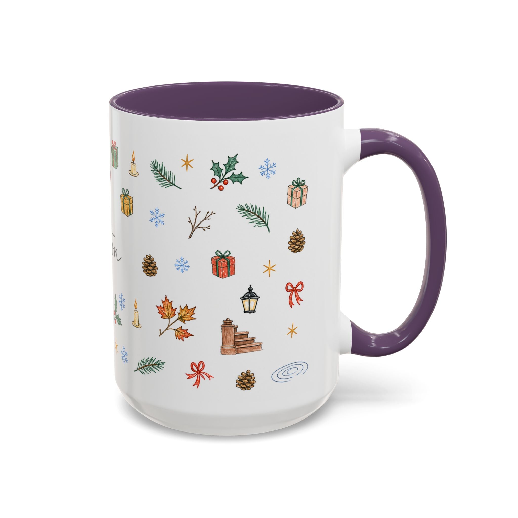 Boston Christmas Mug | Watercolor Travel Souvenir | Holiday Gift | Accent Ceramic Coffee Cup 11oz 15oz