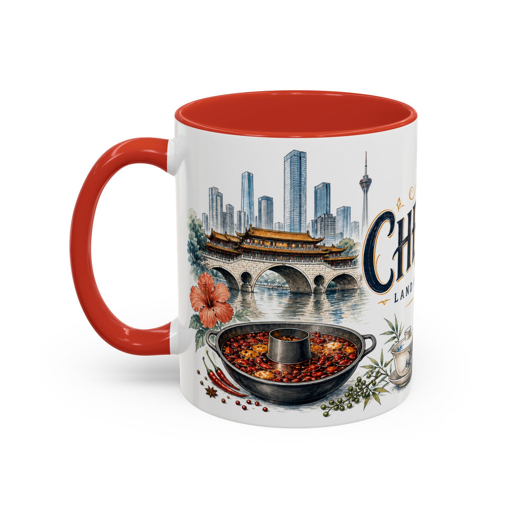 Chengdu Coffee Mug | China Travel Souvenir | Vintage Illustrated City Gift | 11 oz 15 oz Accent Mug