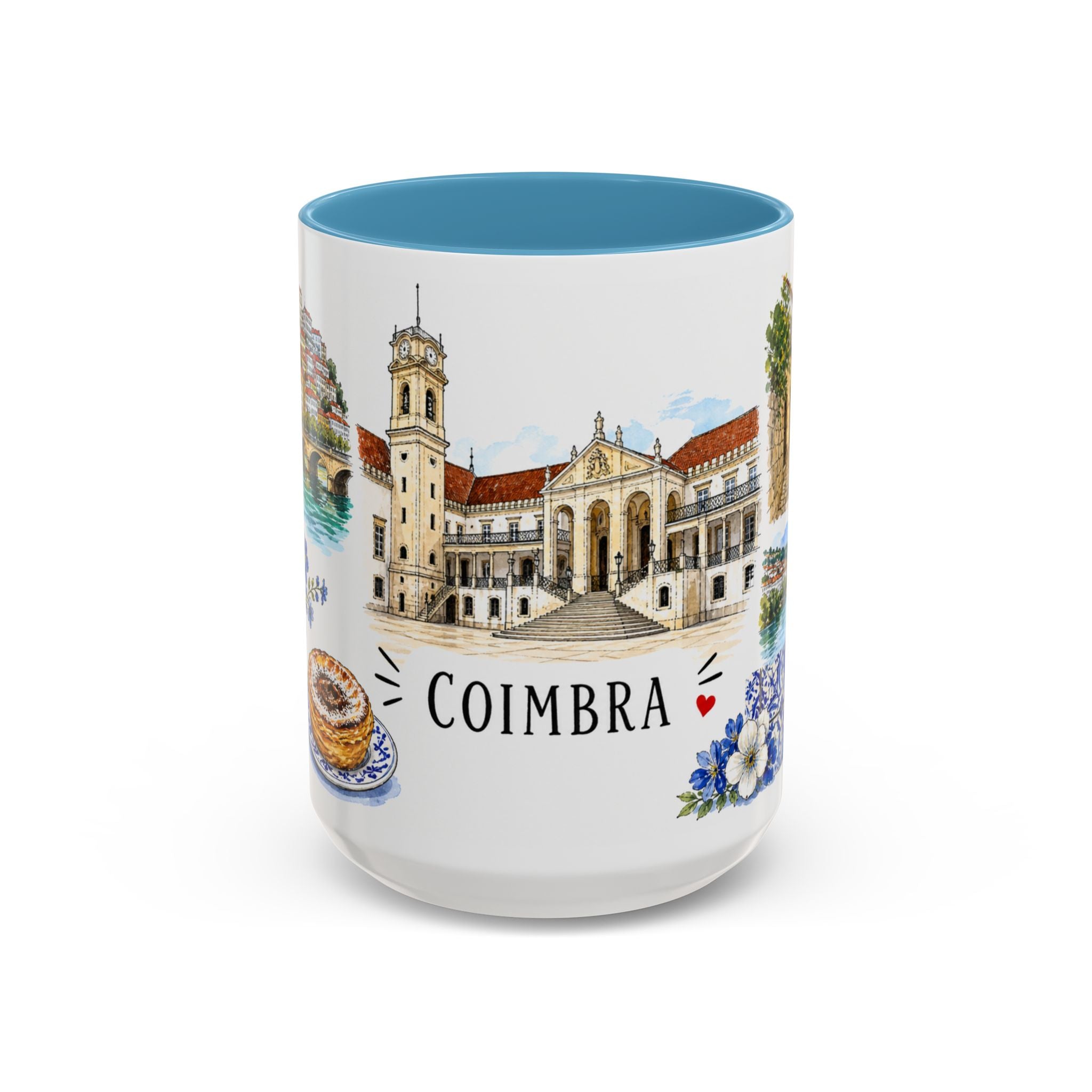 Coimbra Illustrated Travel Mug | City Souvenir Accent Coffee Mug | 11oz 15oz Ceramic Cup