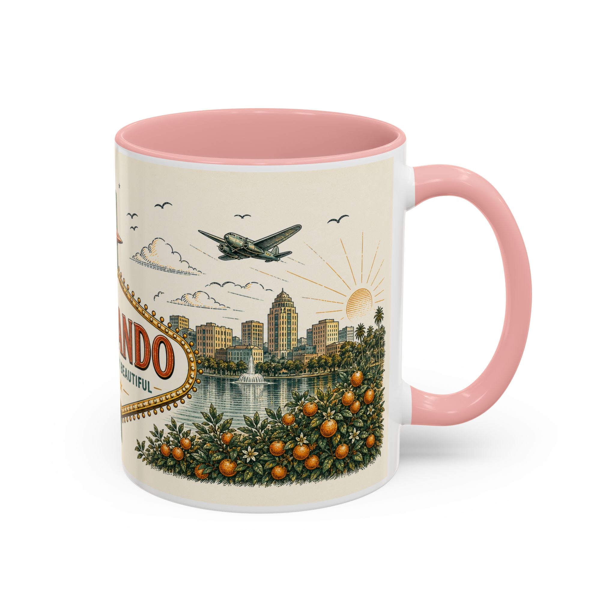 Orlando Coffee Mug | United States Travel Souvenir | Vintage Illustrated City Gift | 11 oz 15 oz Accent Mug