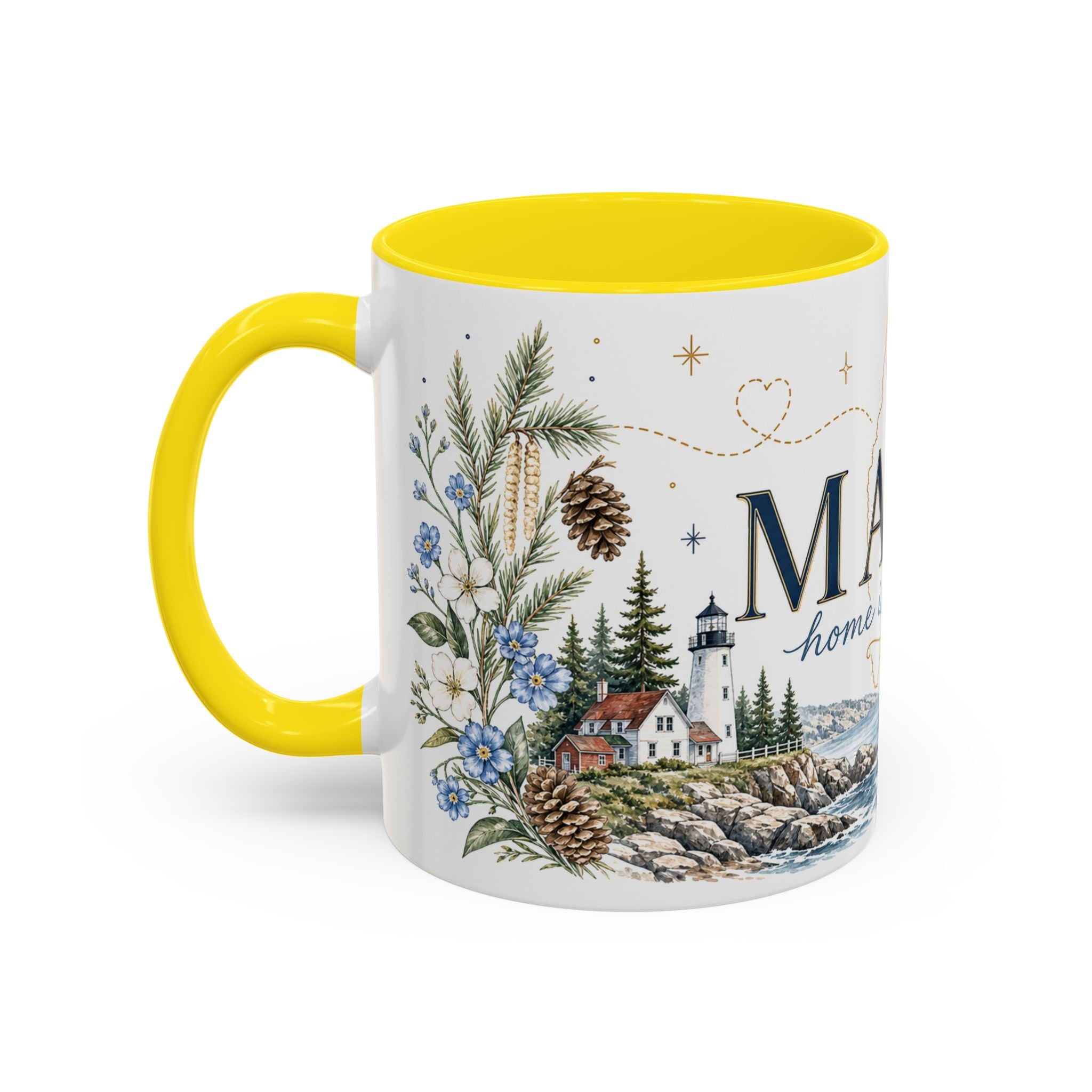 Maine State Mug | Moving Away, Long Distance Friendship Gift | 11oz 15oz Accent Mug